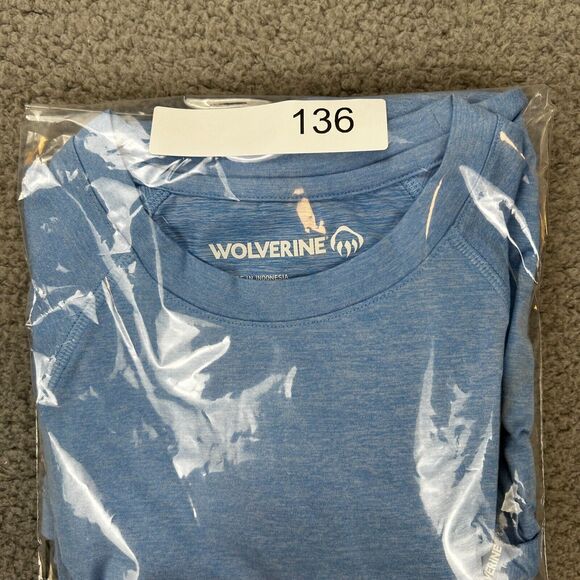 Wolverine Brand Adult Medium Blue Poly Blend Short Sleeve Shirt - Picture 12 of 12